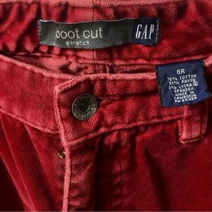 Authentic Y2K Gap Low Rise Maroon Red Velvet Bootcut Pants, Size 8